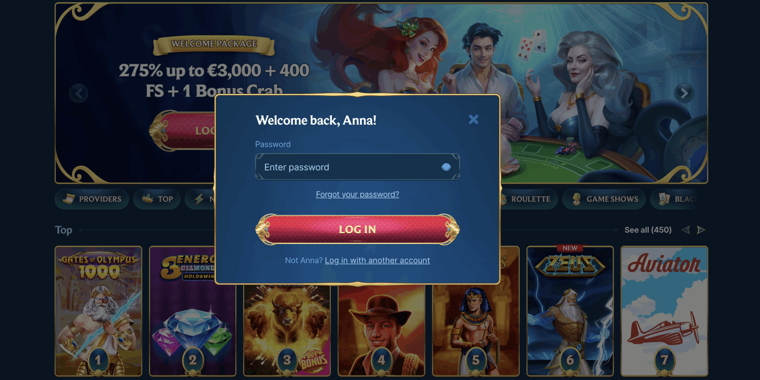 AquaWin Casino login